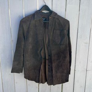 Emanuel Ungaro Liberté Leather Button down Shirt size Petite